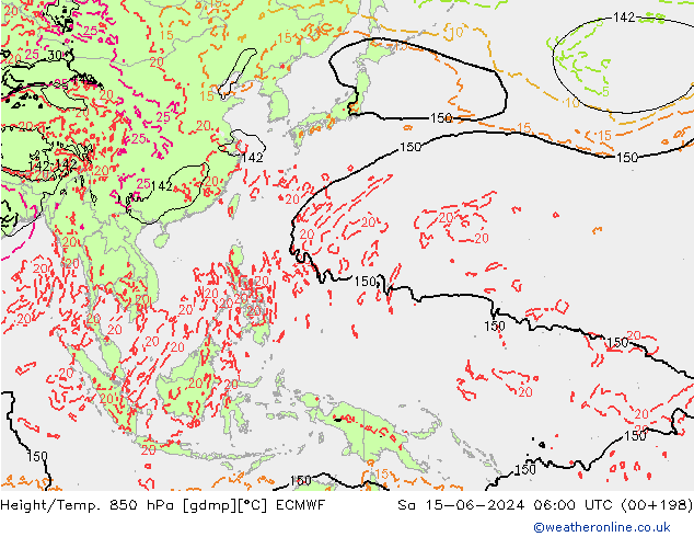 Height/Temp. 850 hPa ECMWF sab 15.06.2024 06 UTC