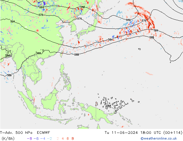 T-Adv. 500 hPa ECMWF mar 11.06.2024 18 UTC