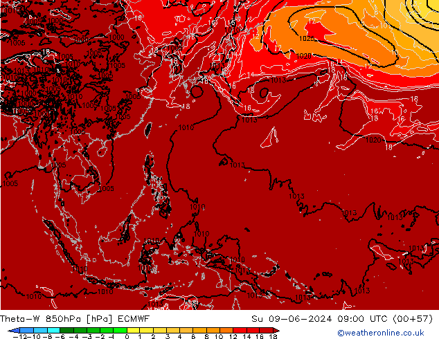 Theta-W 850hPa ECMWF Su 09.06.2024 09 UTC