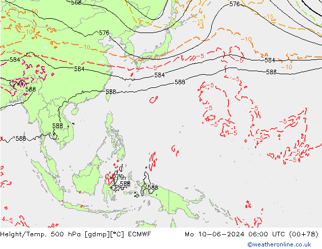 Z500/Yağmur (+YB)/Z850 ECMWF Pzt 10.06.2024 06 UTC