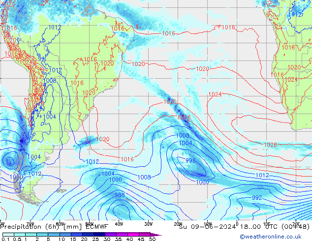 Z500/Rain (+SLP)/Z850 ECMWF dim 09.06.2024 00 UTC