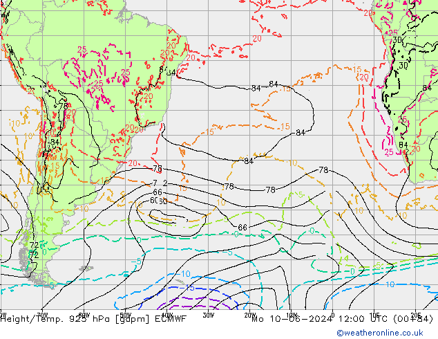 Hoogte/Temp. 925 hPa ECMWF ma 10.06.2024 12 UTC