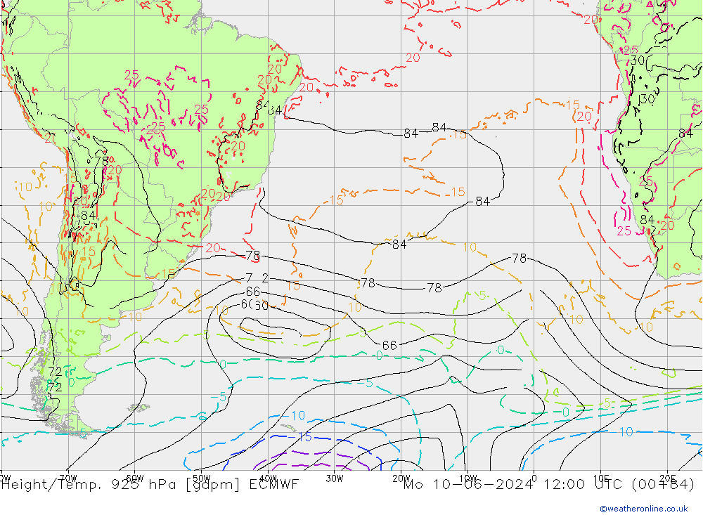 Hoogte/Temp. 925 hPa ECMWF ma 10.06.2024 12 UTC