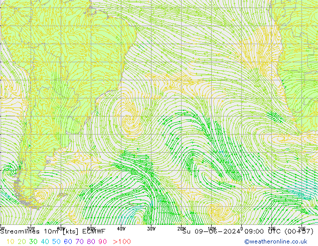 Rüzgar 10m ECMWF Paz 09.06.2024 09 UTC