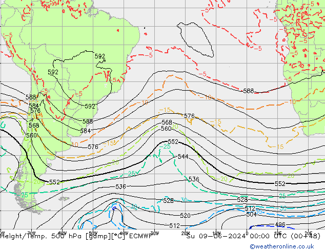 Z500/Rain (+SLP)/Z850 ECMWF dim 09.06.2024 00 UTC