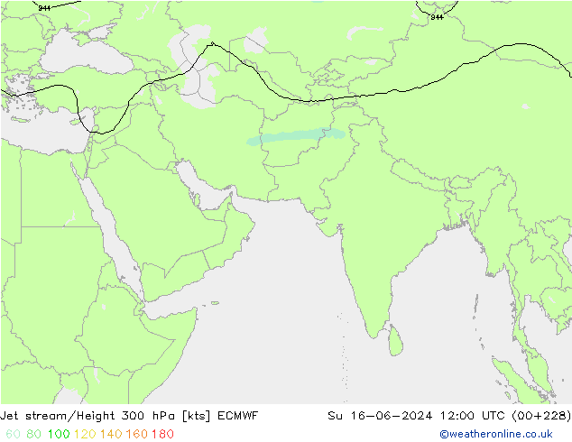 Jet stream/Height 300 hPa ECMWF Ne 16.06.2024 12 UTC