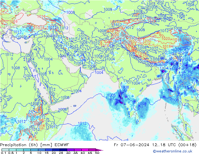 Z500/Yağmur (+YB)/Z850 ECMWF Cu 07.06.2024 18 UTC