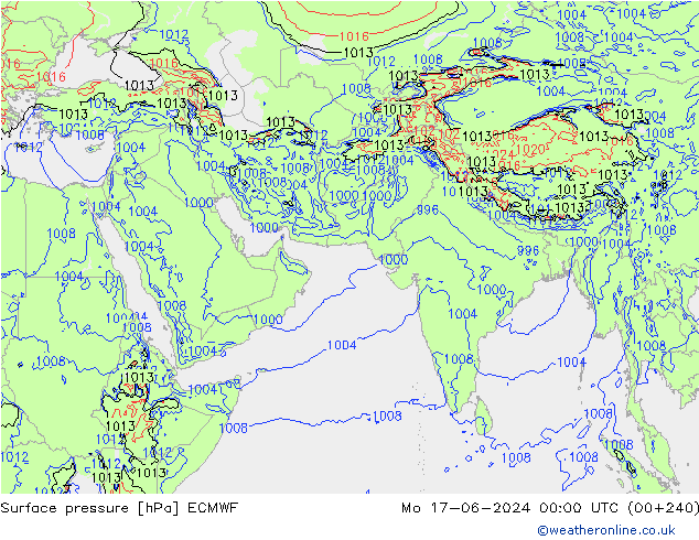 Atmosférický tlak ECMWF Po 17.06.2024 00 UTC