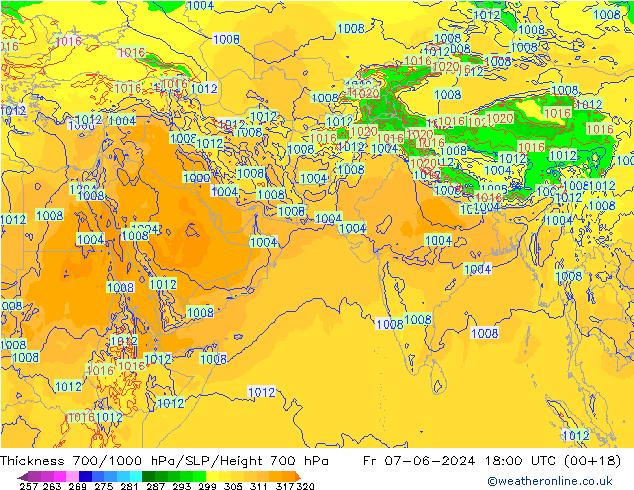 Thck 700-1000 hPa ECMWF ven 07.06.2024 18 UTC