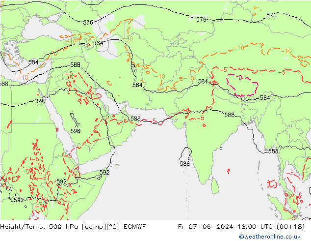 Z500/Yağmur (+YB)/Z850 ECMWF Cu 07.06.2024 18 UTC