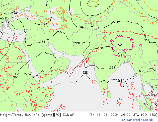 Z500/Rain (+SLP)/Z850 ECMWF Do 13.06.2024 06 UTC
