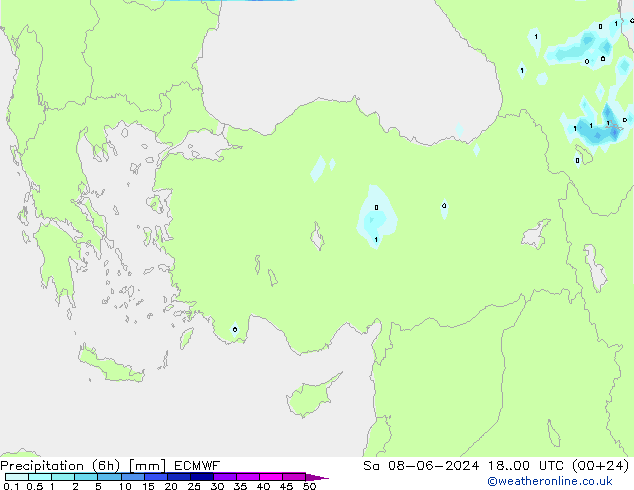 Yağış (6h) ECMWF Cts 08.06.2024 00 UTC