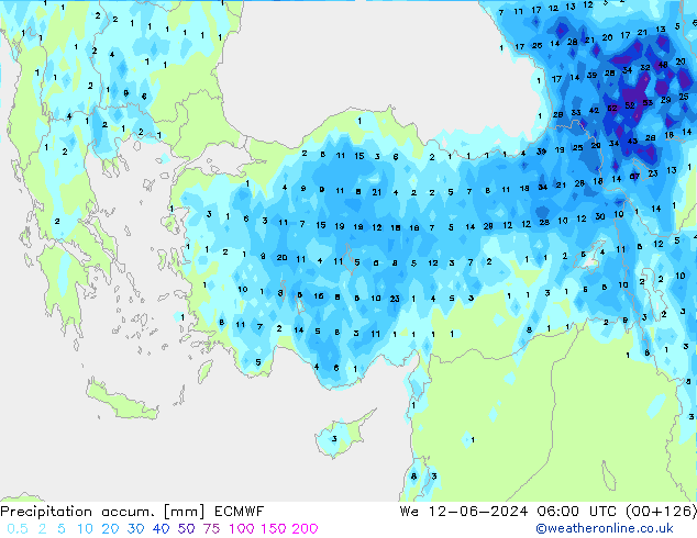 Precipitation accum. ECMWF  12.06.2024 06 UTC