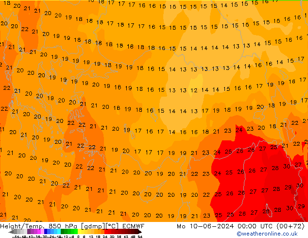 Z500/Rain (+SLP)/Z850 ECMWF Mo 10.06.2024 00 UTC