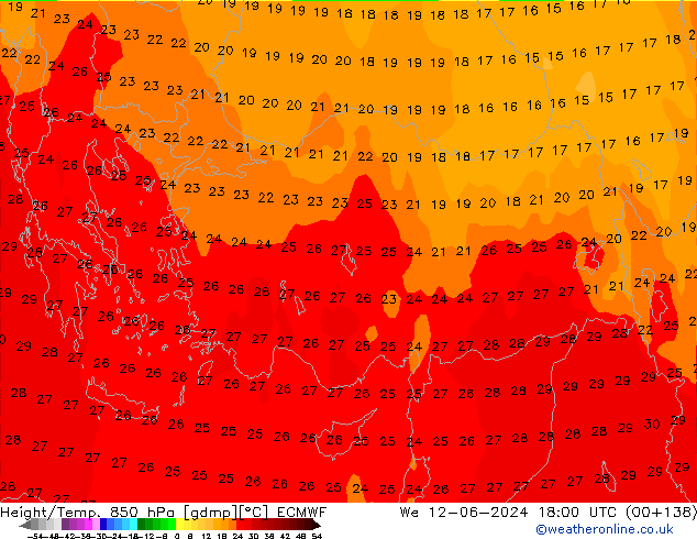 Z500/Rain (+SLP)/Z850 ECMWF We 12.06.2024 18 UTC