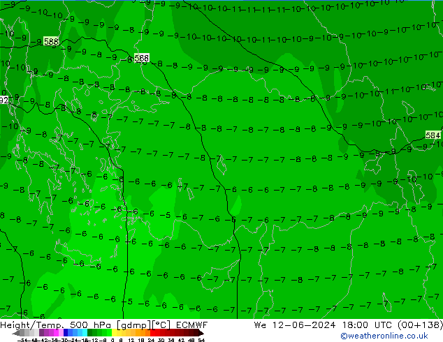 Z500/Rain (+SLP)/Z850 ECMWF We 12.06.2024 18 UTC