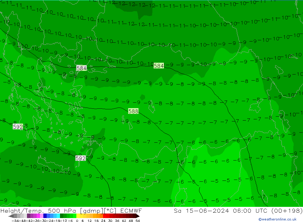 Z500/Rain (+SLP)/Z850 ECMWF сб 15.06.2024 06 UTC