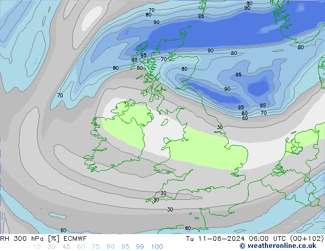 RV 300 hPa ECMWF di 11.06.2024 06 UTC