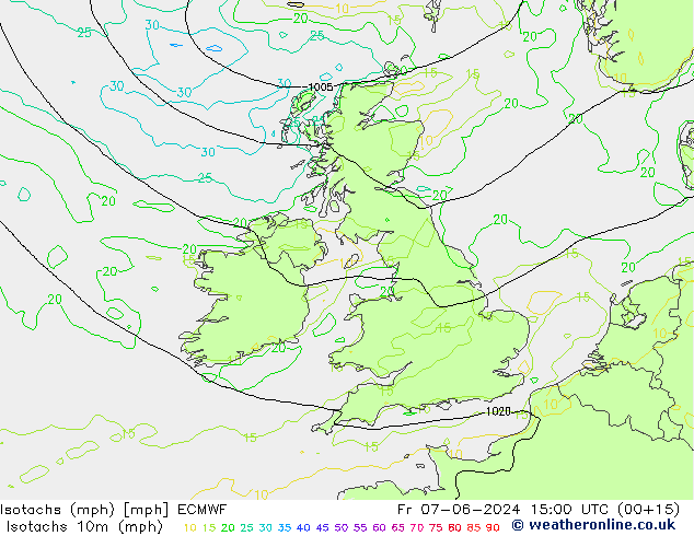 Isotachen (mph) ECMWF vr 07.06.2024 15 UTC