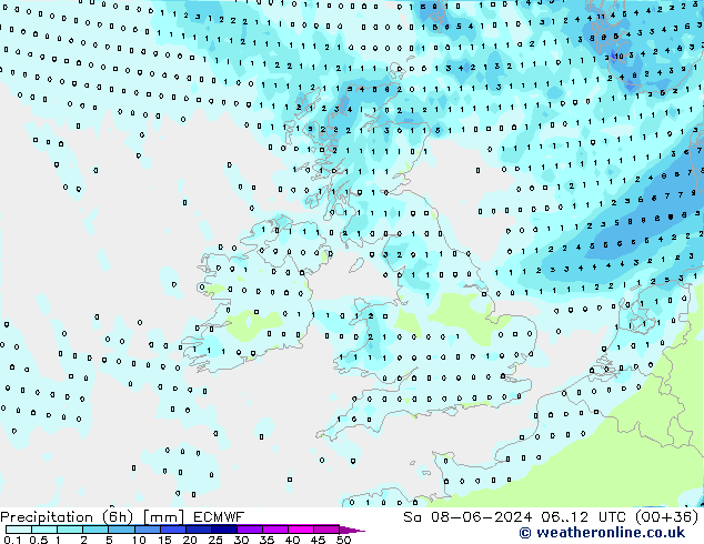 Z500/Rain (+SLP)/Z850 ECMWF Sa 08.06.2024 12 UTC