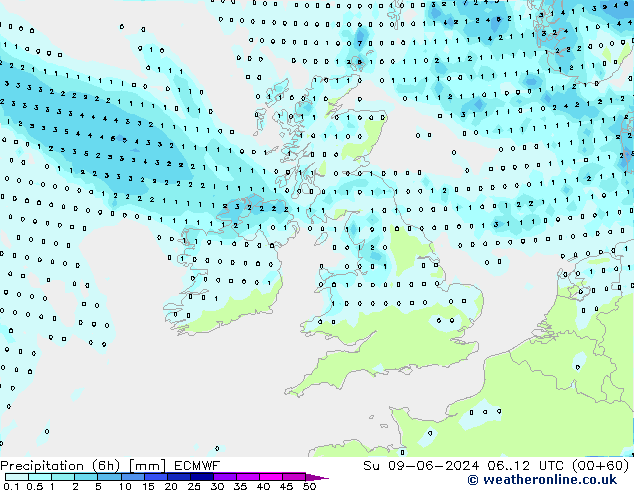 Z500/Rain (+SLP)/Z850 ECMWF Su 09.06.2024 12 UTC