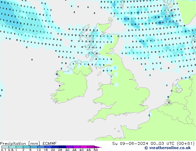 Précipitation ECMWF dim 09.06.2024 03 UTC