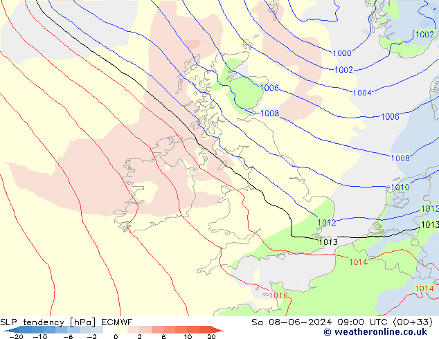 tendencja ECMWF so. 08.06.2024 09 UTC