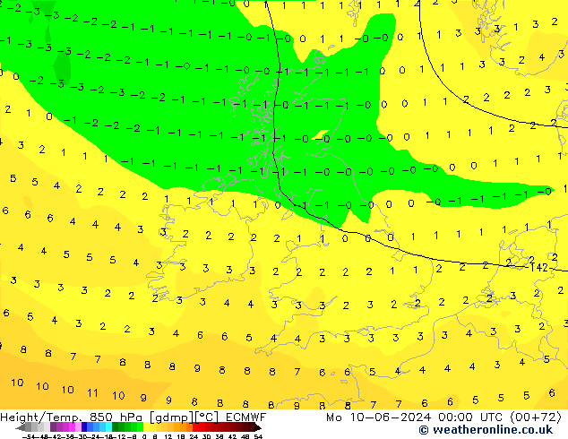 Z500/Rain (+SLP)/Z850 ECMWF pon. 10.06.2024 00 UTC