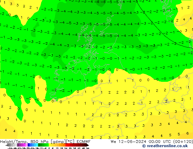 Z500/Rain (+SLP)/Z850 ECMWF We 12.06.2024 00 UTC