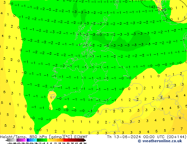 Z500/Rain (+SLP)/Z850 ECMWF Th 13.06.2024 00 UTC