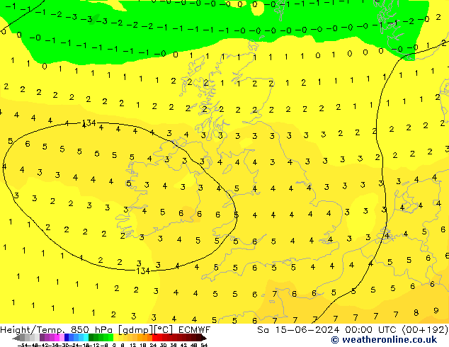 Z500/Rain (+SLP)/Z850 ECMWF Sa 15.06.2024 00 UTC