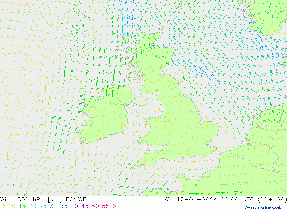 Rüzgar 850 hPa ECMWF Çar 12.06.2024 00 UTC