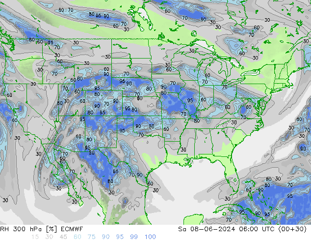 RV 300 hPa ECMWF za 08.06.2024 06 UTC