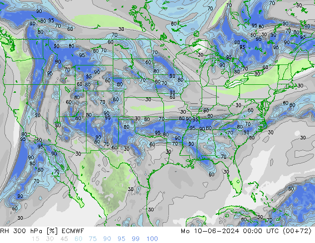 RH 300 hPa ECMWF Seg 10.06.2024 00 UTC