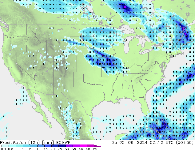 Nied. akkumuliert (12Std) ECMWF Sa 08.06.2024 12 UTC