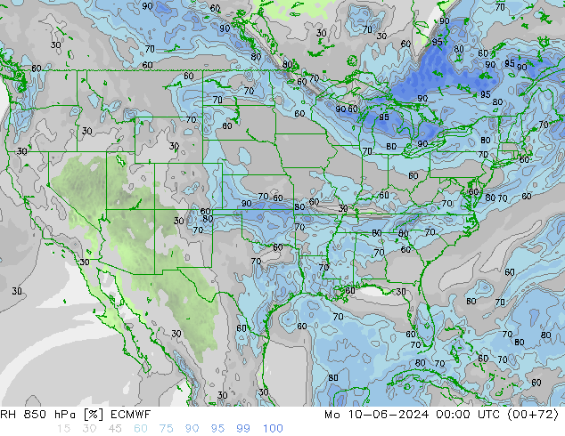 RH 850 hPa ECMWF  10.06.2024 00 UTC