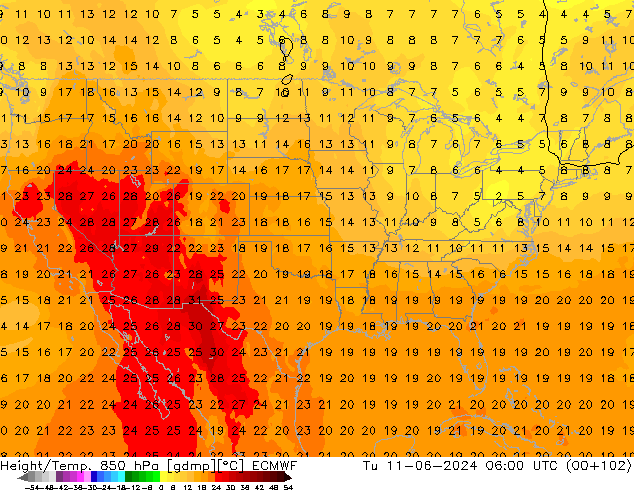 Z500/Rain (+SLP)/Z850 ECMWF mar 11.06.2024 06 UTC