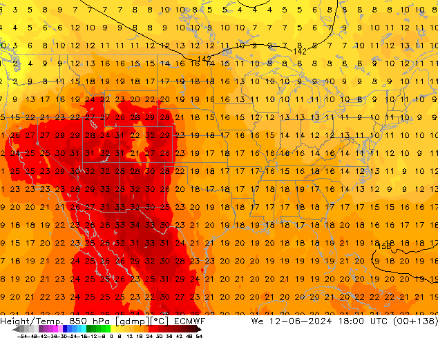 Z500/Rain (+SLP)/Z850 ECMWF Qua 12.06.2024 18 UTC