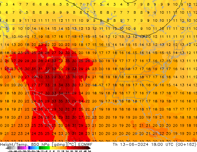 Z500/Rain (+SLP)/Z850 ECMWF jeu 13.06.2024 18 UTC