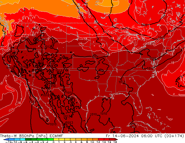 Theta-W 850hPa ECMWF Fr 14.06.2024 06 UTC