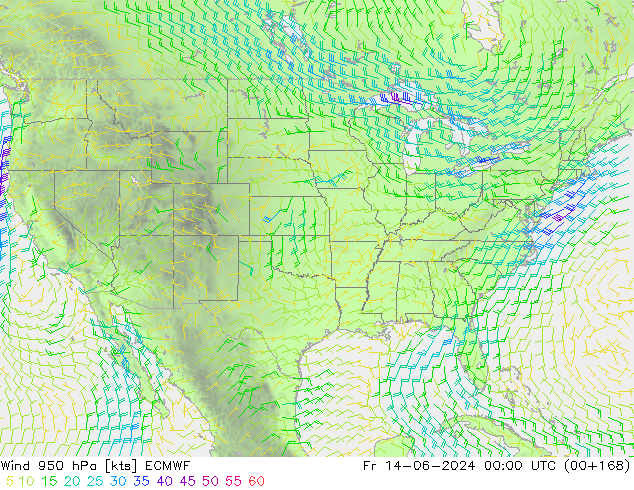 Wind 950 hPa ECMWF Fr 14.06.2024 00 UTC