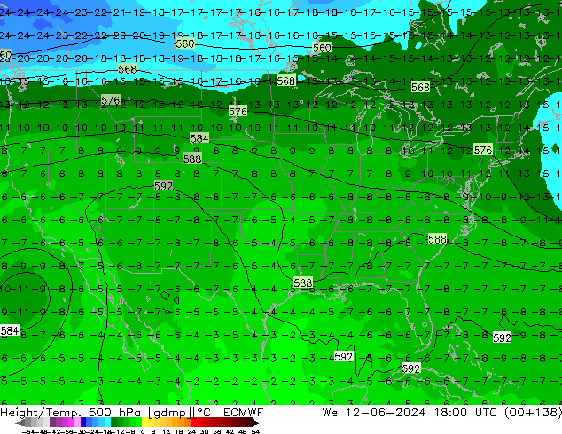 Z500/Rain (+SLP)/Z850 ECMWF Qua 12.06.2024 18 UTC