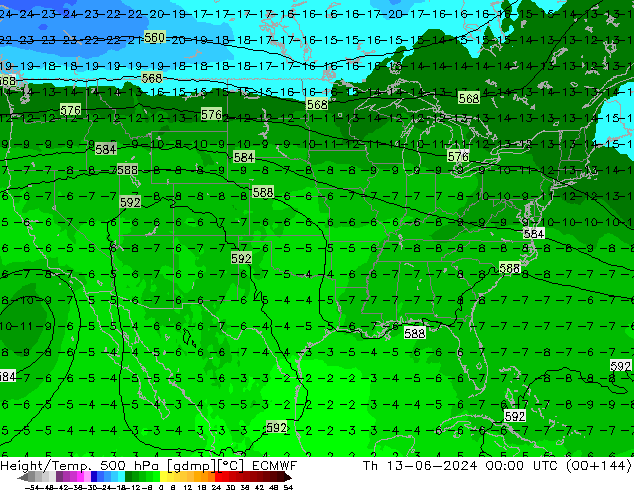 Z500/Rain (+SLP)/Z850 ECMWF Th 13.06.2024 00 UTC