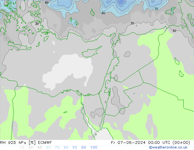 RH 925 hPa ECMWF  07.06.2024 00 UTC