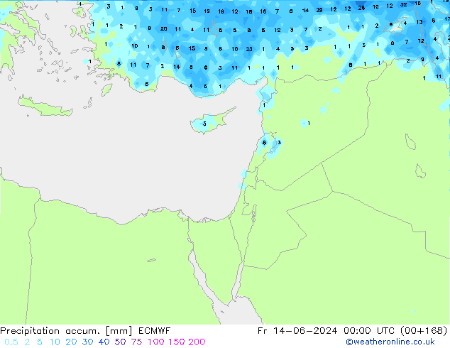 Precipitation accum. ECMWF Sex 14.06.2024 00 UTC