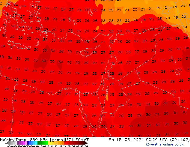 Z500/Rain (+SLP)/Z850 ECMWF Sa 15.06.2024 00 UTC