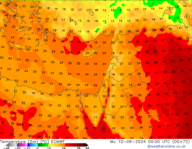 température (2m) ECMWF lun 10.06.2024 00 UTC