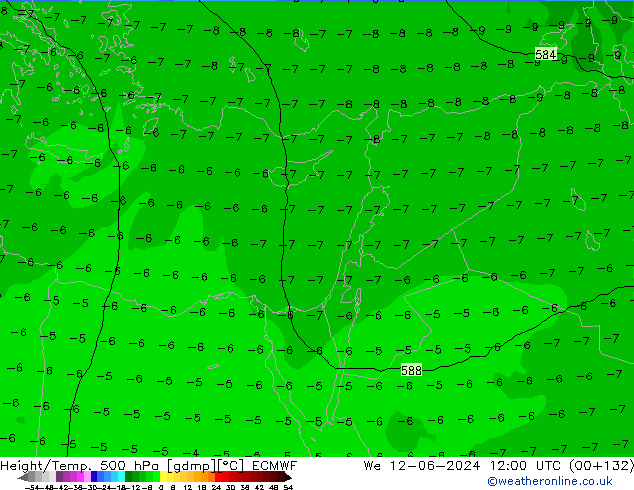 Height/Temp. 500 hPa ECMWF We 12.06.2024 12 UTC