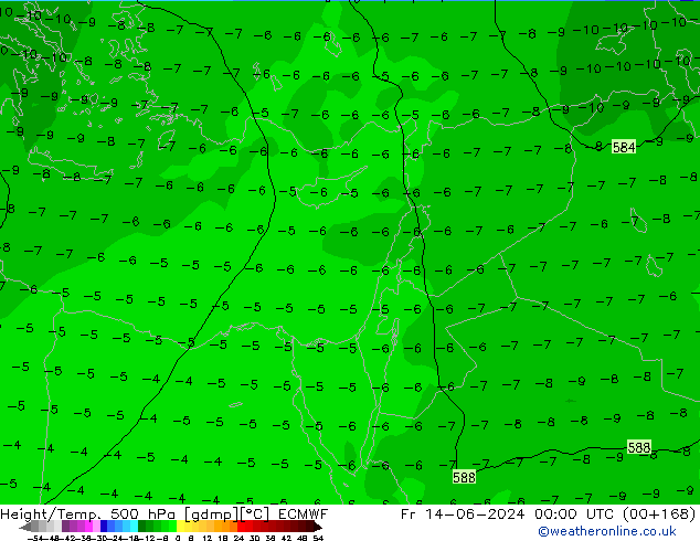 Z500/Rain (+SLP)/Z850 ECMWF пт 14.06.2024 00 UTC