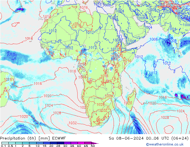 Z500/Rain (+SLP)/Z850 ECMWF Sáb 08.06.2024 06 UTC